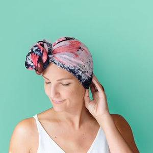 Headscarf - Big Blooms Pink